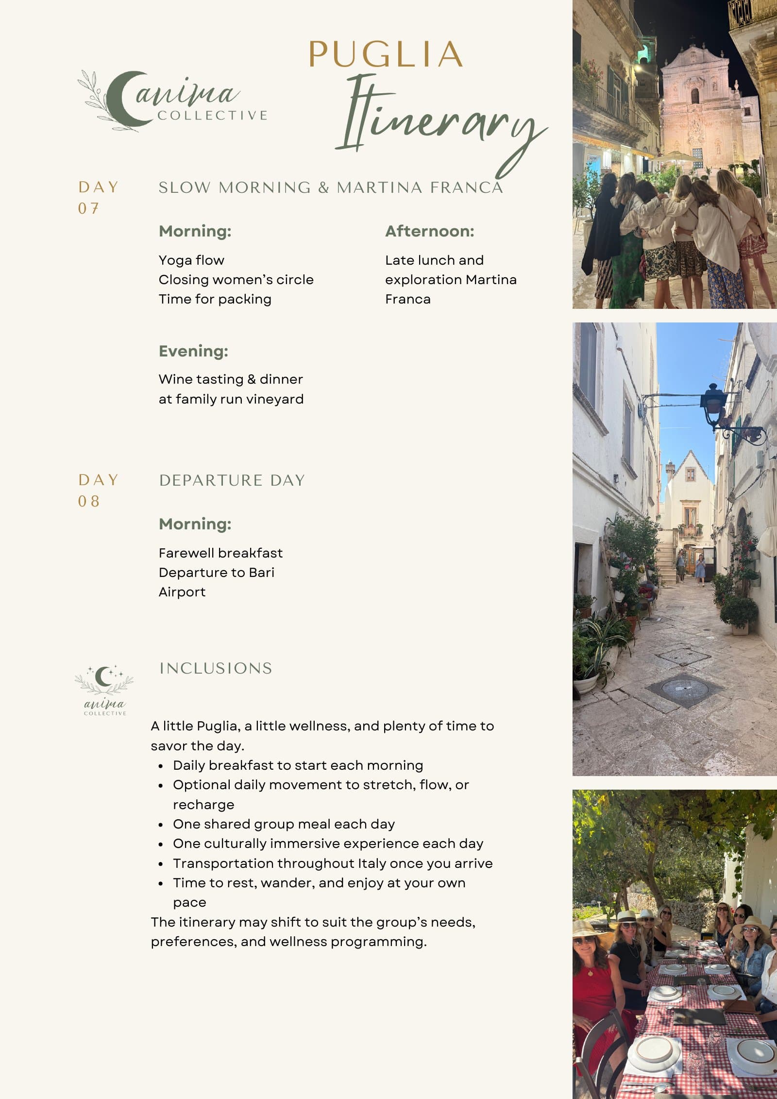 Puglia sample itinerary, page 3 of 3: Days 7–8 and inclusions